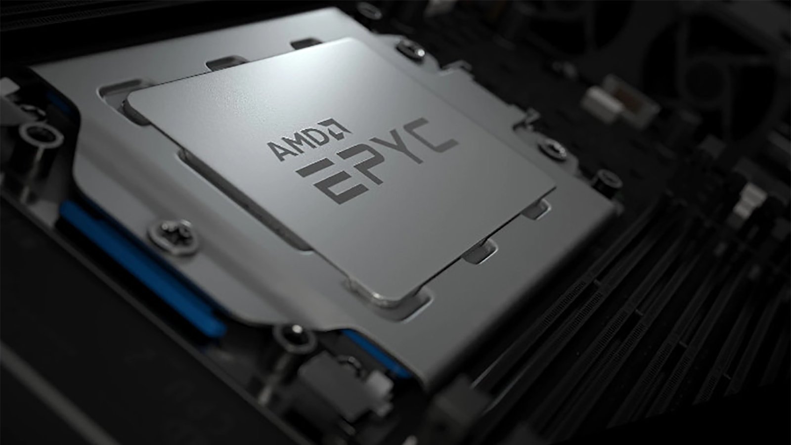Ein Werbe-Rendering eines AMD Epyc-Prozessors