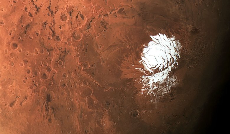 El casquete glaciar del Polo Sur de Marte