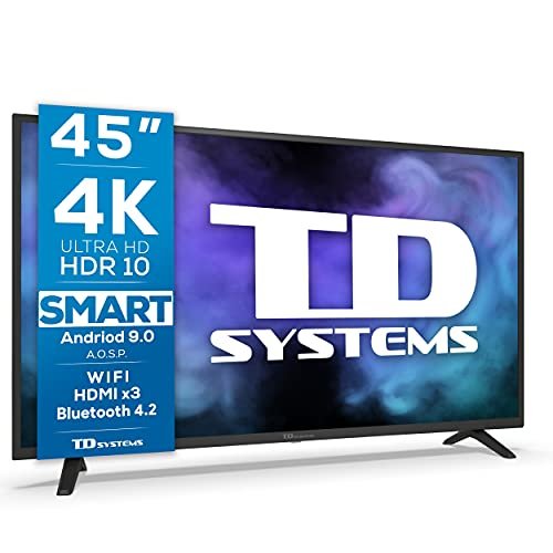 Comprar TD Systems K45DLJ12US – Televisores Smart TV 45 Pulgadas 4k UHD, Android 9.0 y HBBTV, 1300 PCI Hz, 3X HDMI, 2X USB. DVB-T2/C/S2, Modo Hotel. Televisiones