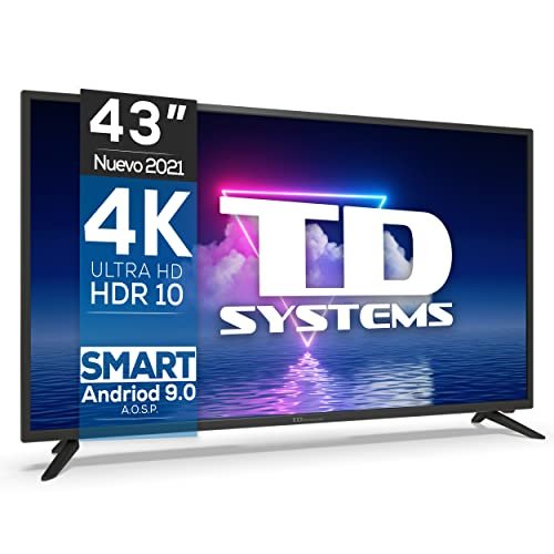Comprar TD Systems K43DLG12US – Televisores Smart TV 43 Pulgadas 4k UHD Android 9.0 y HBBTV, 1300 PCI Hz, 3X HDMI, 2X USB. DVB-T2/C/S2, Modo Hotel. Televisiones