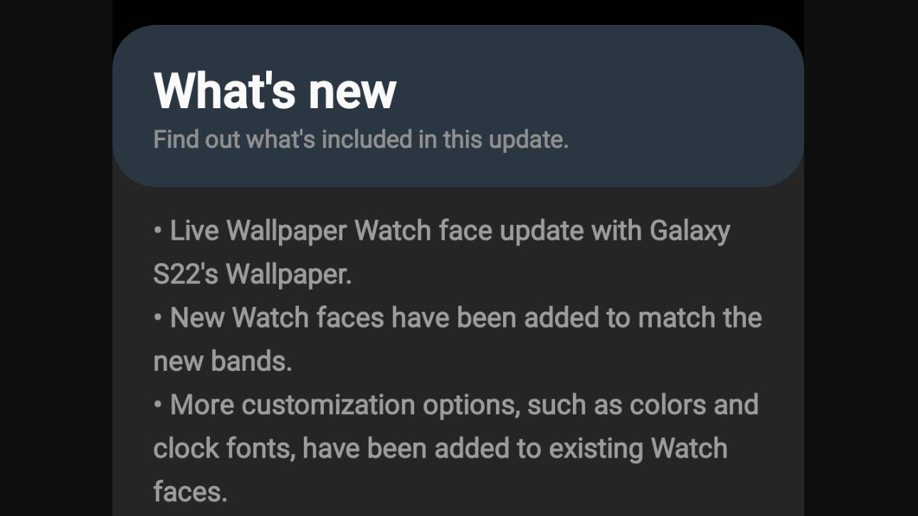 En skärmdump av den nya Watch 4-uppdateringen