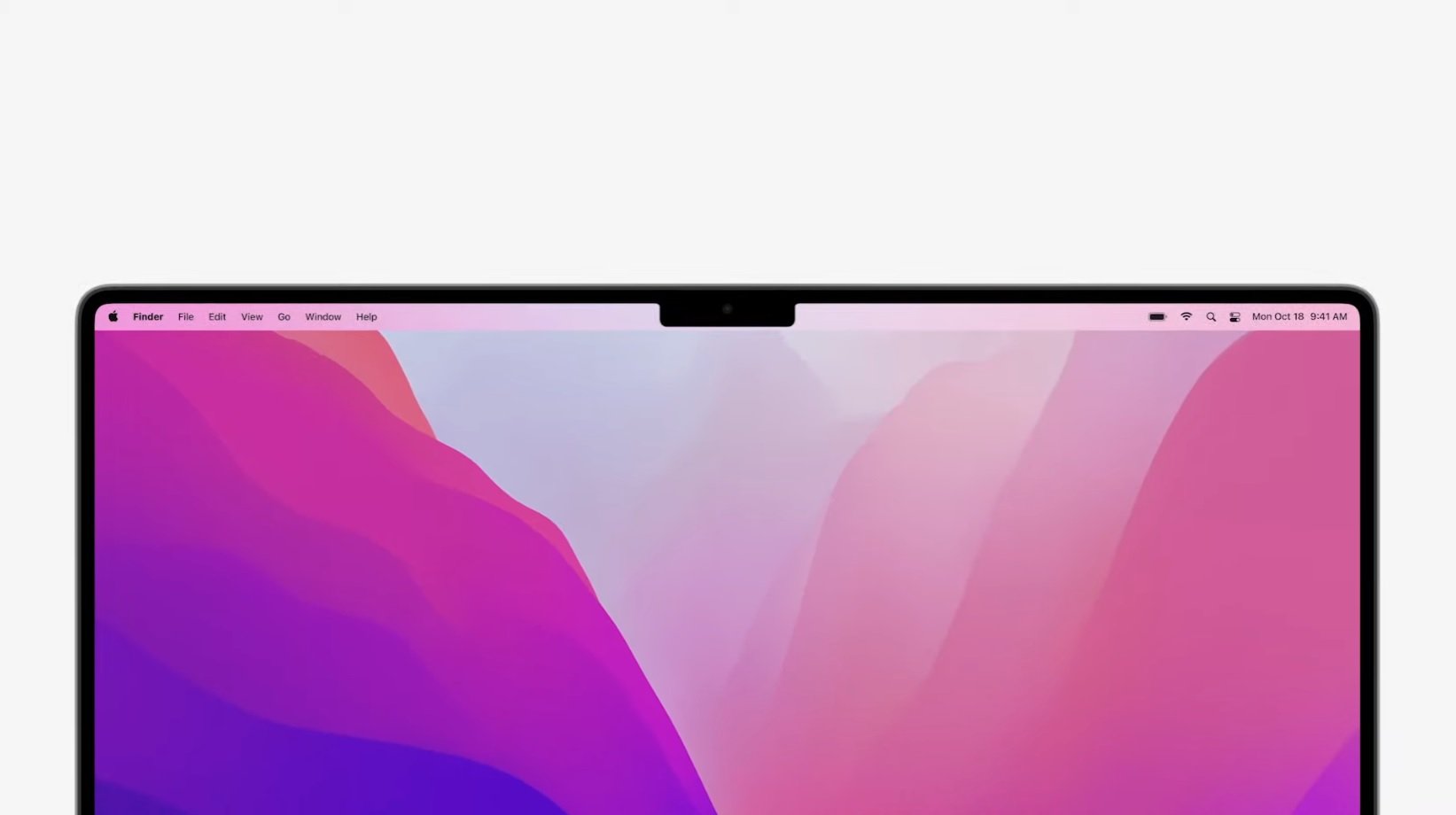 An image of the notch and webcam on the 2021-inch MacBook Pro (16) from the Apple Unleashed event