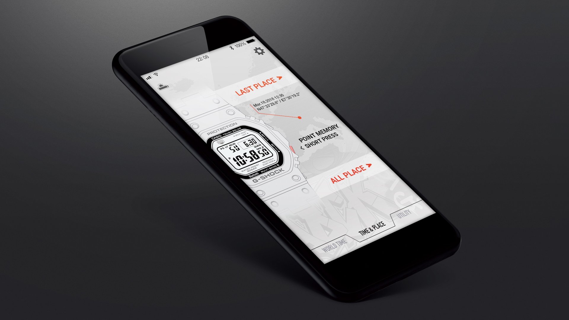 Casio G-Shock app on mobile phone