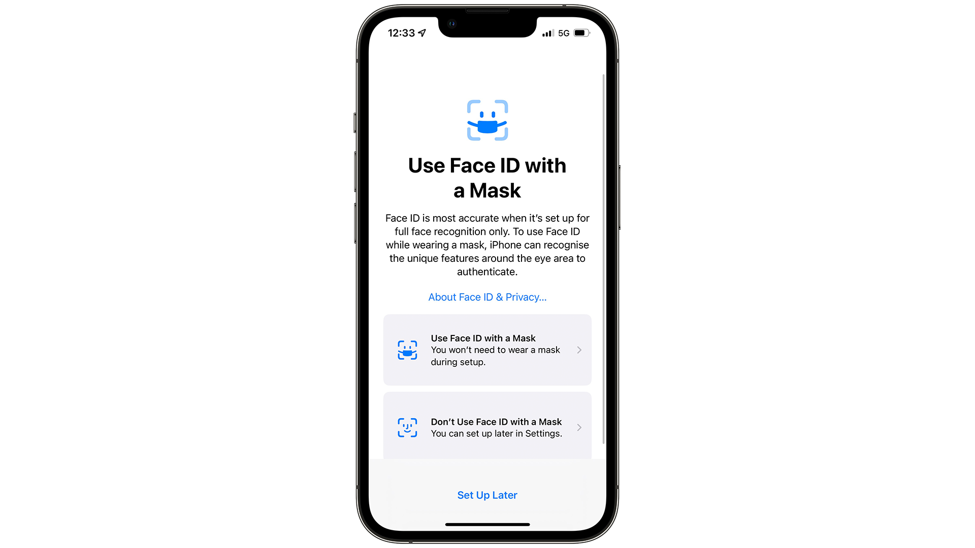 iOS 15.4 Face ID-Maske