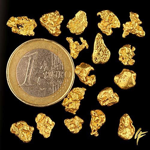 1 gramo de cuentas de oro de 20 - 23 quilates de Alaska, incluye certificado de autenticidad.Tamaño de cada nugget aprox. 5-12 mm