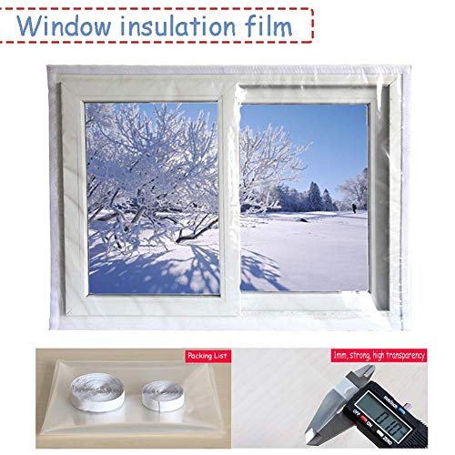 Lona, Película de Aislamiento para Ventanas del hogar Protección contra el frío de Invierno Aislante de película retráctil de PE Autoadhesivo a Prueba de Viento, 17 tamaños (Color: