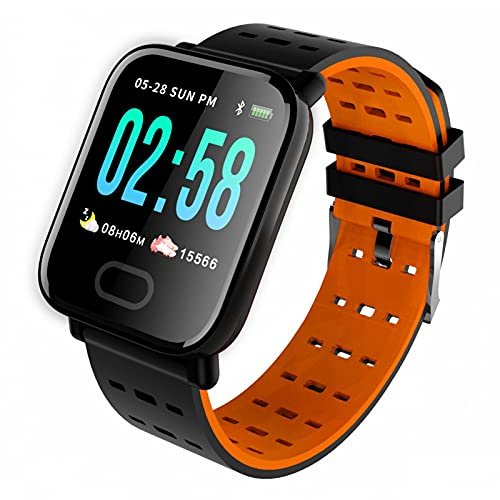 Smart Watch Fitness Watch, Monitor de actividad física con monitor de frecuencia cardíaca, Monitor de actividad GPS a prueba de agua IP68, Contador de pasos, Monitor de sueño, Cronómetro,Naranja