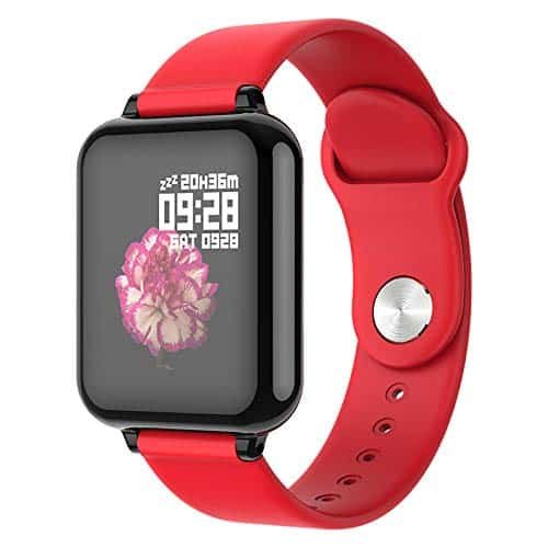 Smart Watch Health & Fitness Tracker, con Monitor de frecuencia cardíaca, podómetro, Contador de Pasos, Reloj Inteligente Cardiovascular para Mujeres y Hombres-Rojo