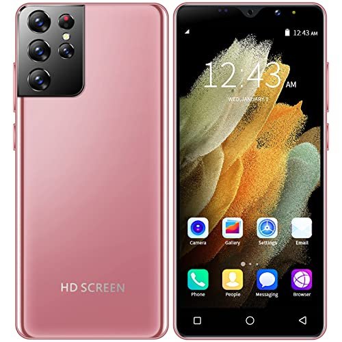 Smartphone S21 Pro sin Contrato, 4G WiFi, 2GB RAM / 32GB, Pantalla HD de 6.0 Pulgadas, Batería 4800mAh, 4 Cámaras, 3G Dual SIM, Android 10 (Color : Pink)