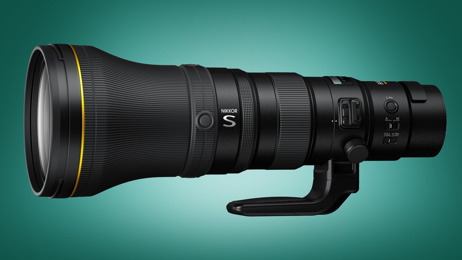Nikon Z 800 mm f/6.3 VR S-Objektiv auf grünem Hintergrund