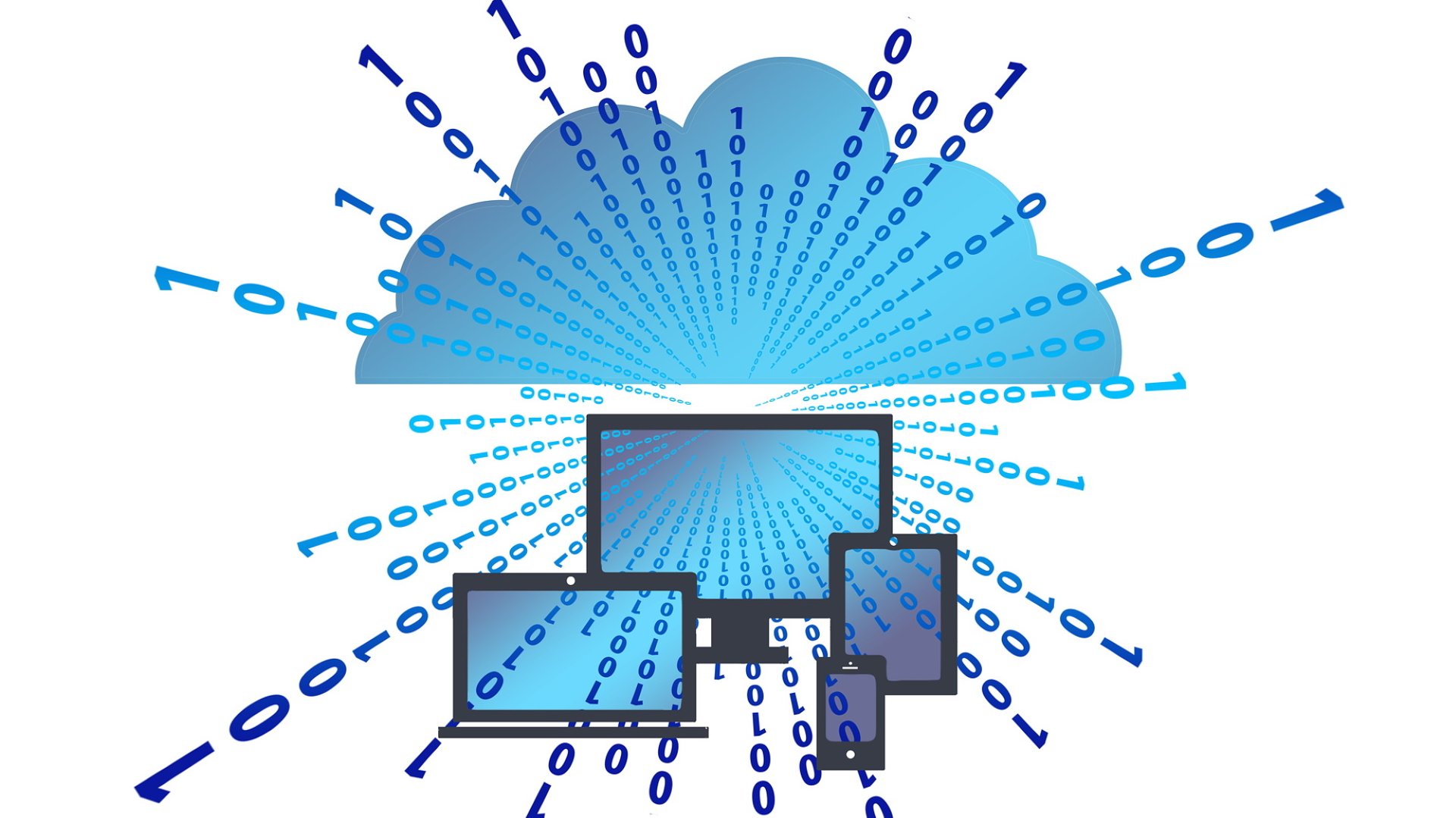 image représentant le cloud et divers appareils informatiques