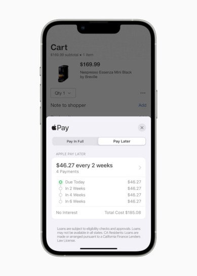Apple pay later on iPhone