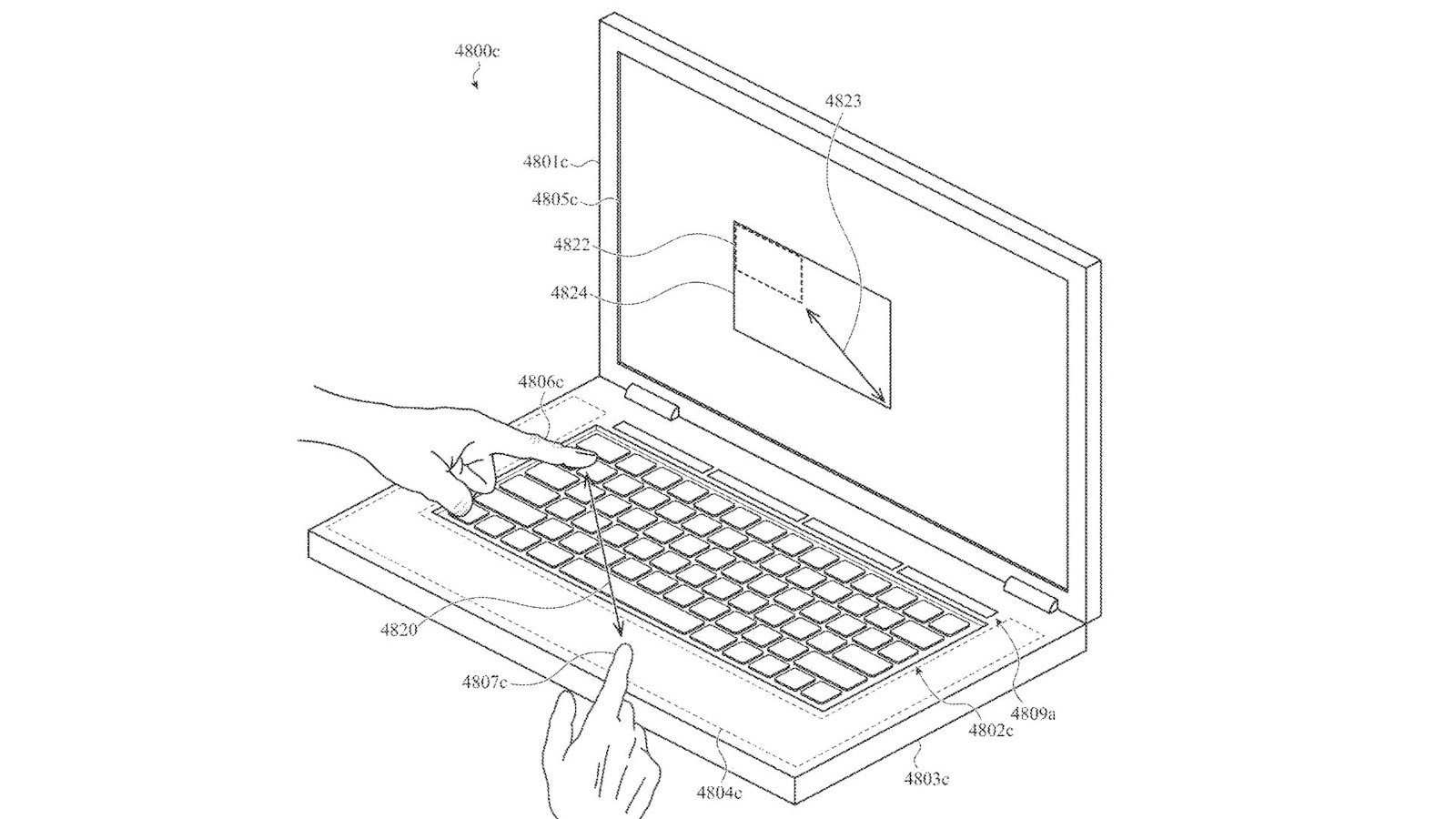An illustration from Apple's design patent showing a touch keyboard