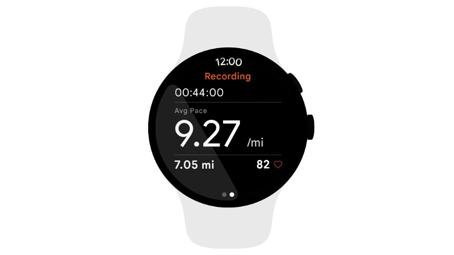 A graph showing run tracking on a Wear OS 3 watch