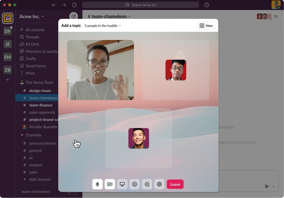 Slack agrega video y uso compartido de pantalla al chat de audio de Huddles