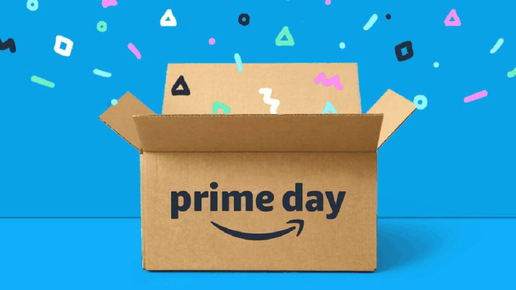 Caja de Amazon Prime Day con confeti saliendo de ella