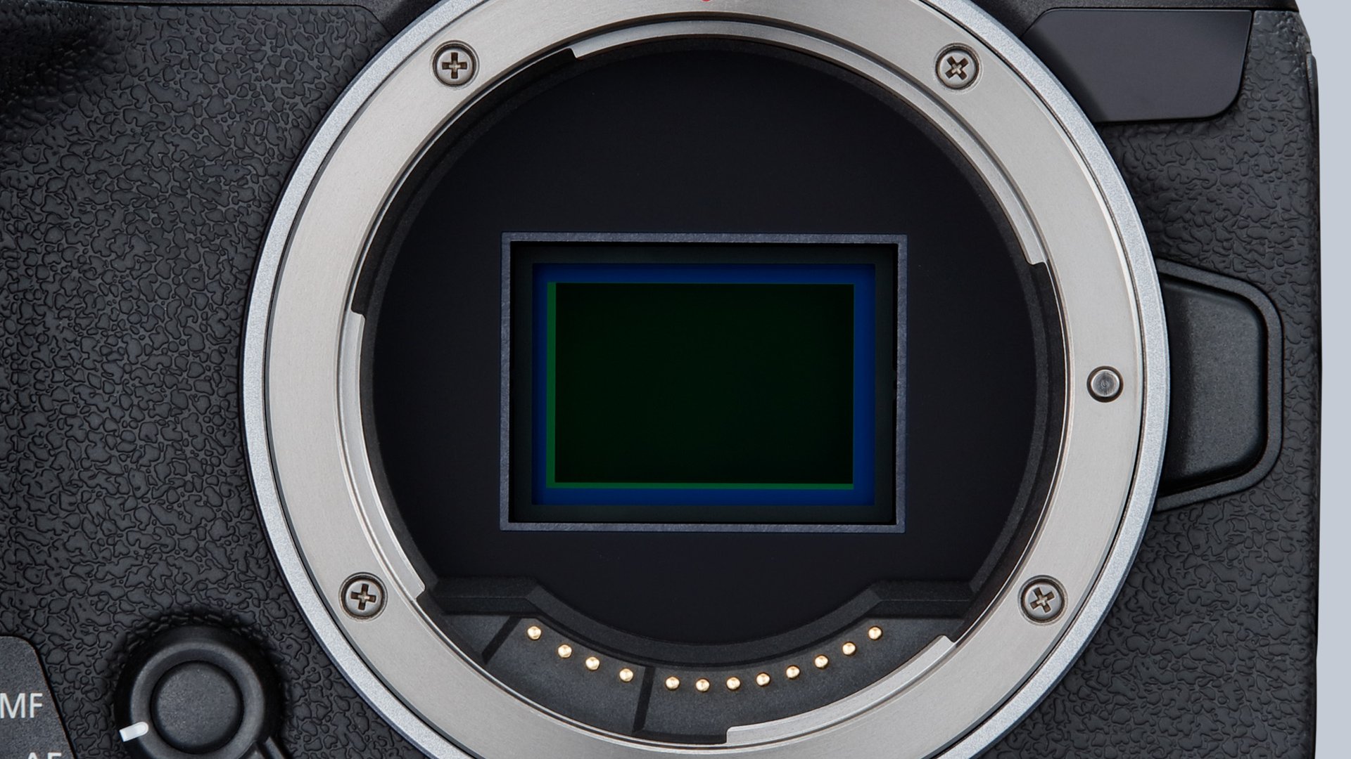 The lens mount on a Canon mirrorless camera