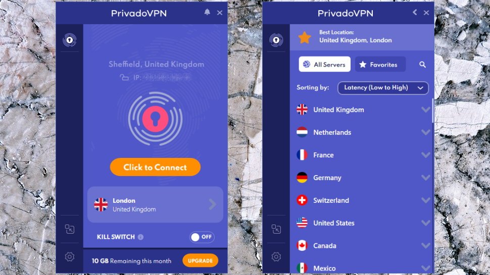 Application PrivateVPN pour Windows