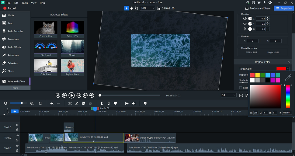 ตัวเลือก VFX ที่จำกัดใน ACDSee Luxea Video Editor