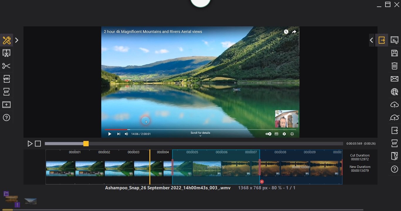 Schermata del software di registrazione dello schermo Ashampoo