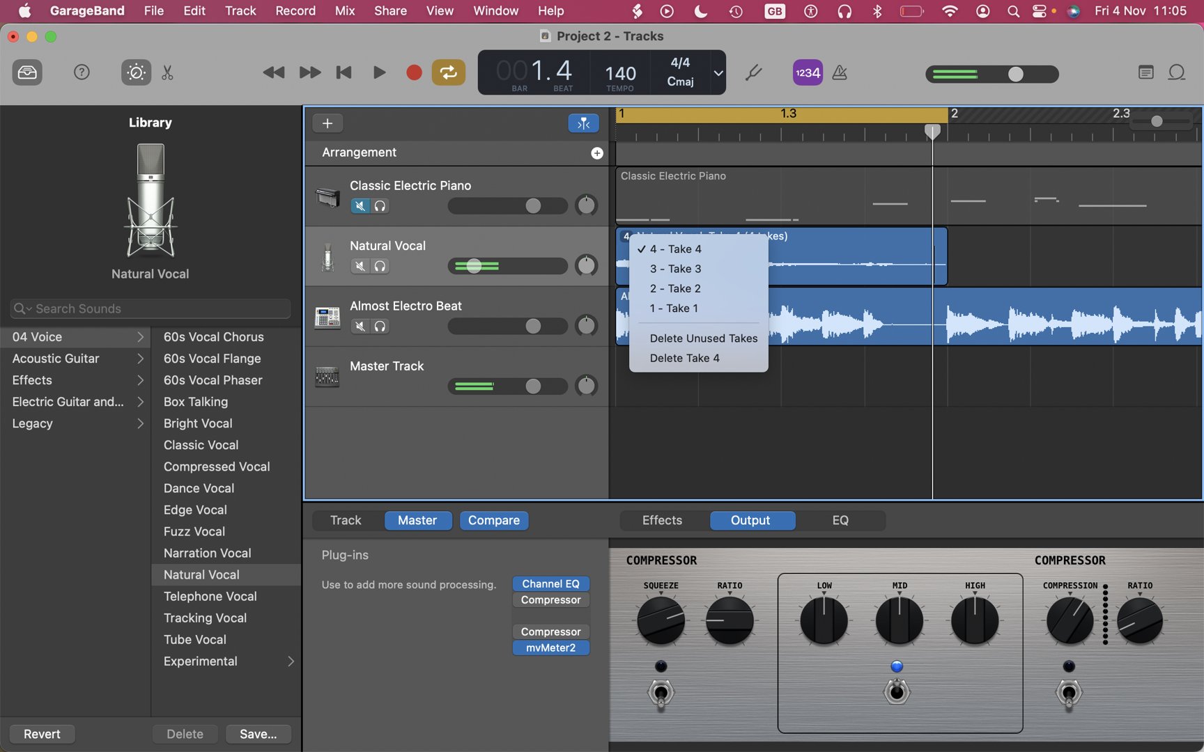 Captura de pantalla del editor de audio gratuito Apple GarageBand