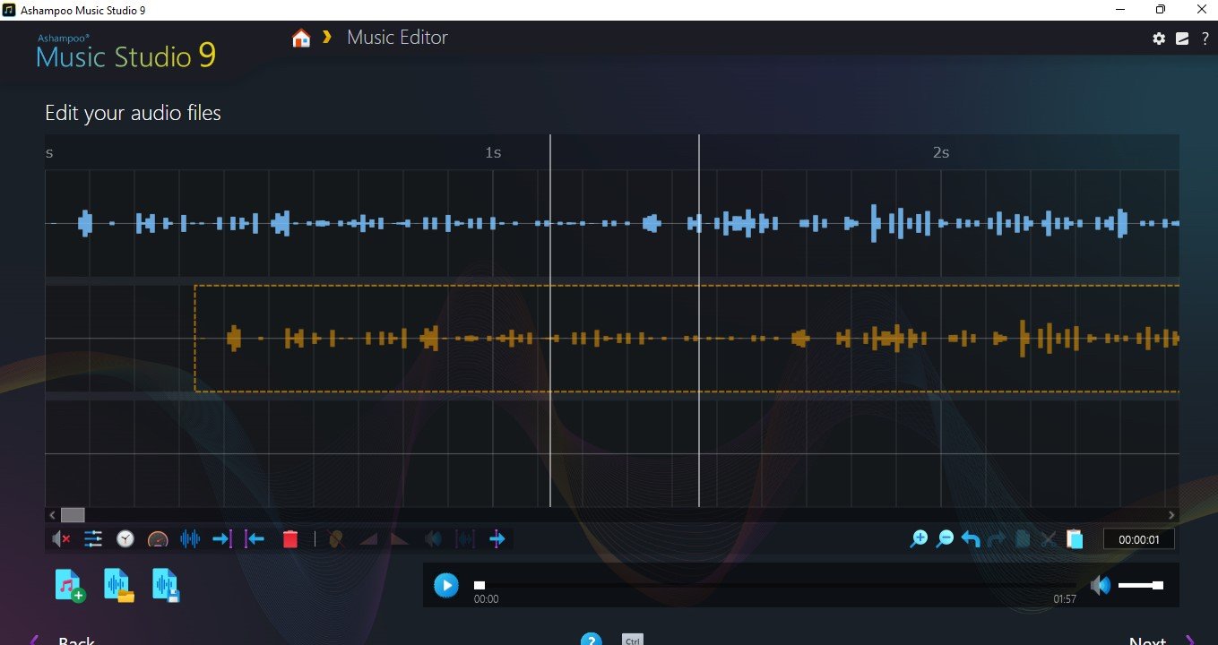 El software de edición de audio Ashampoo Music Studio 9 en acción
