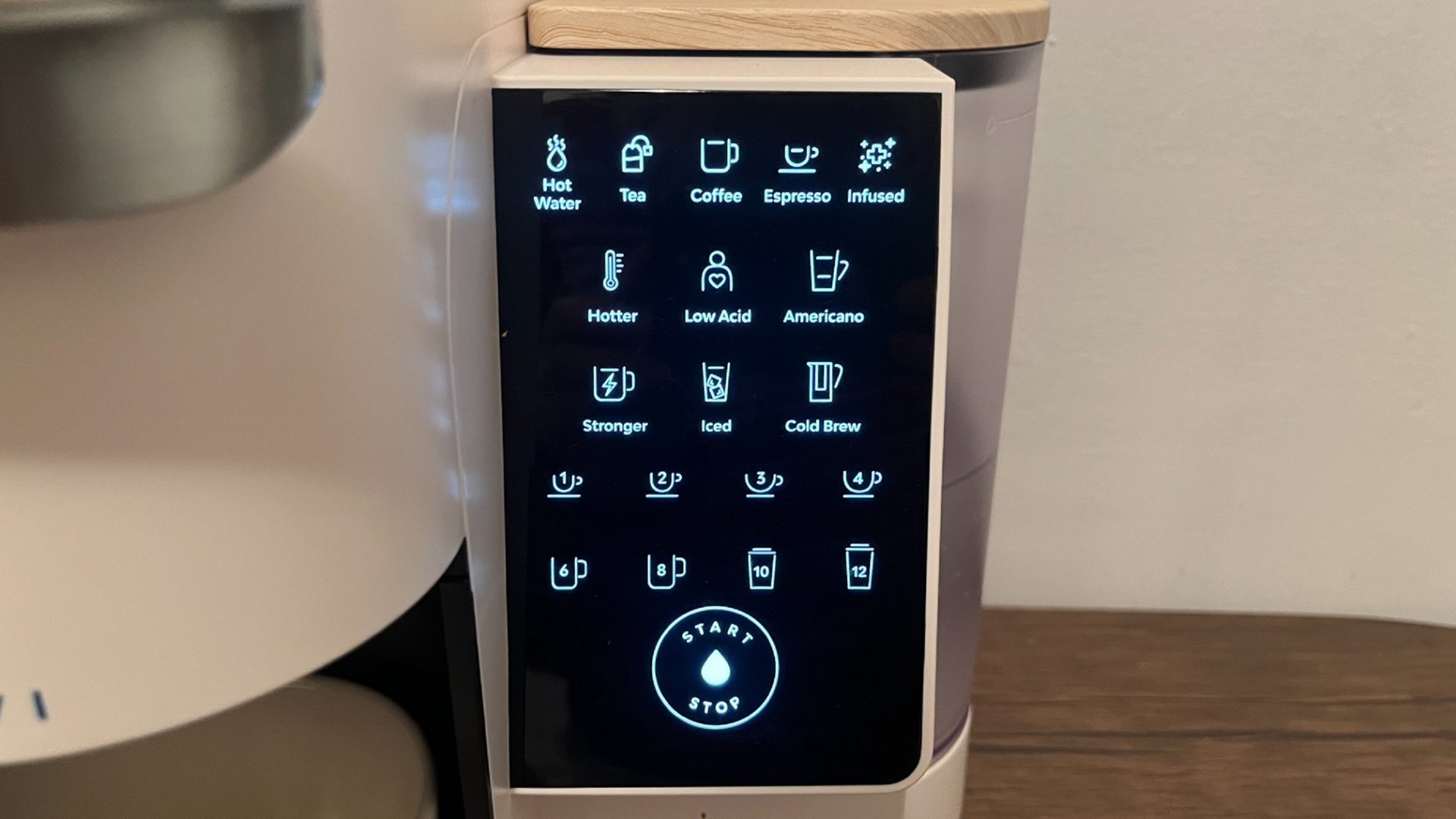 Ekran wyświetlacza ekspresu do kawy bruvi