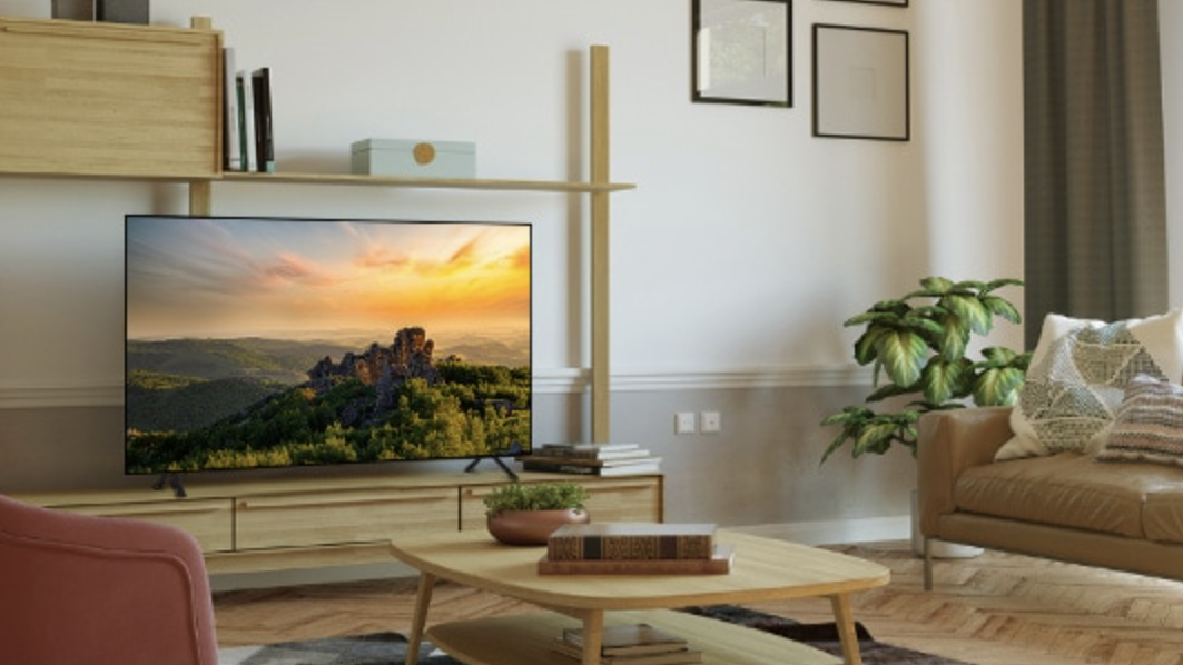 El LG OLED55A2 fotografiado en una sala de estar de color claro.