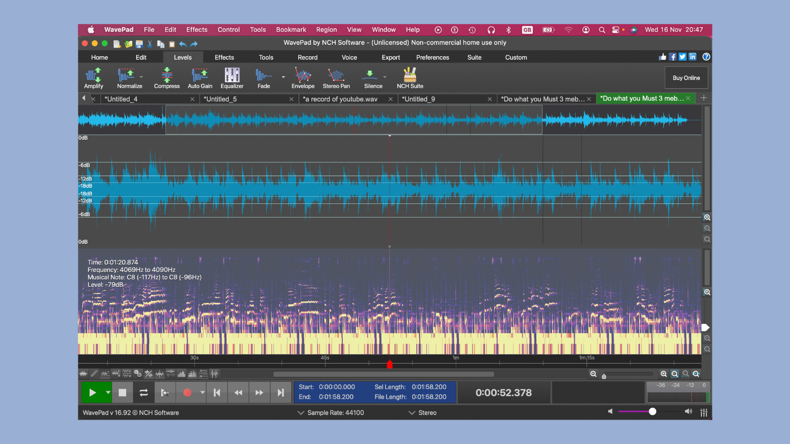 WavePad Audio Editor di NCH Software in azione