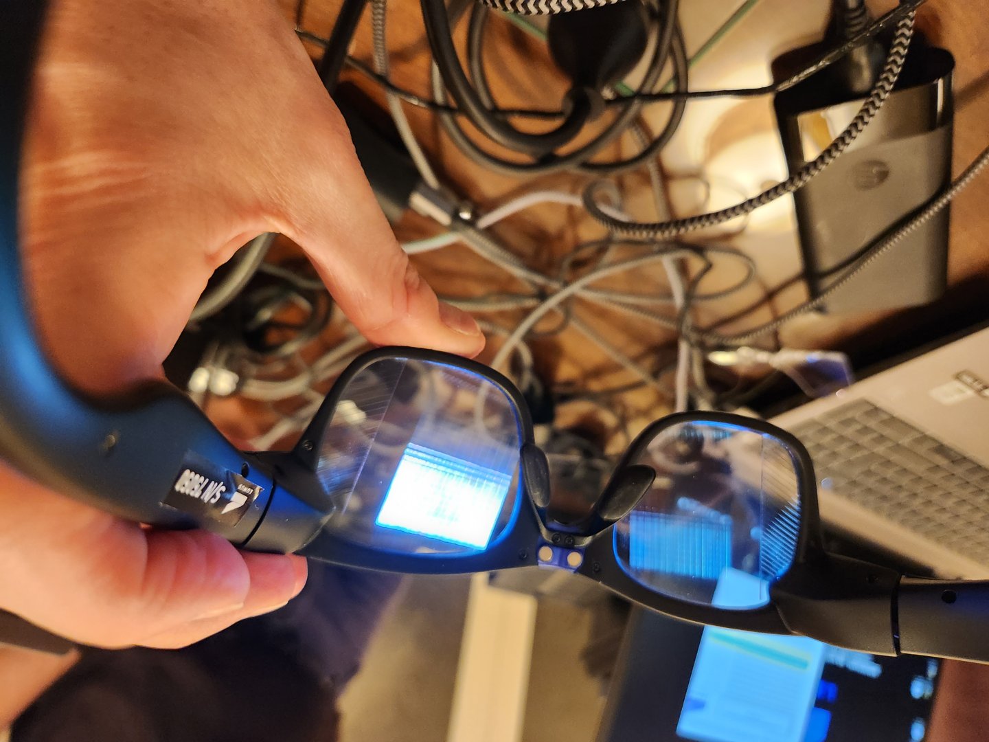 A look through Lumus smart glasses (on a very messy desk)