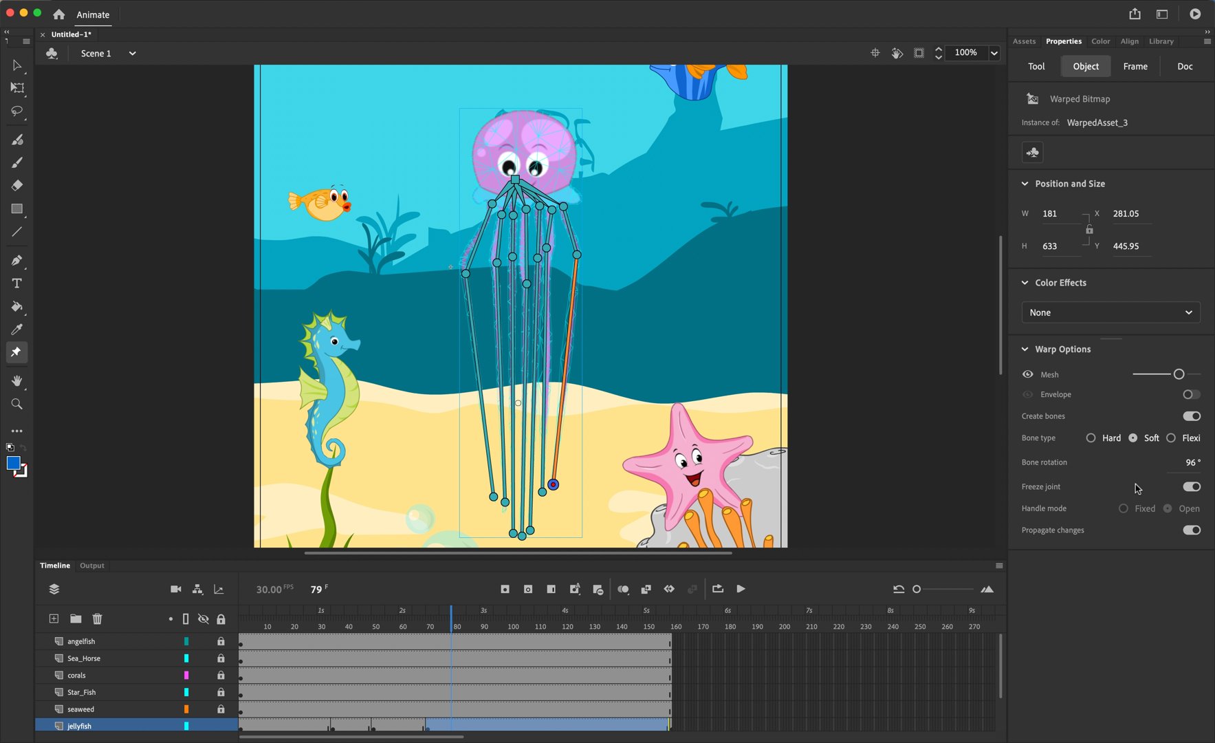 Adobe Animate animation software in action