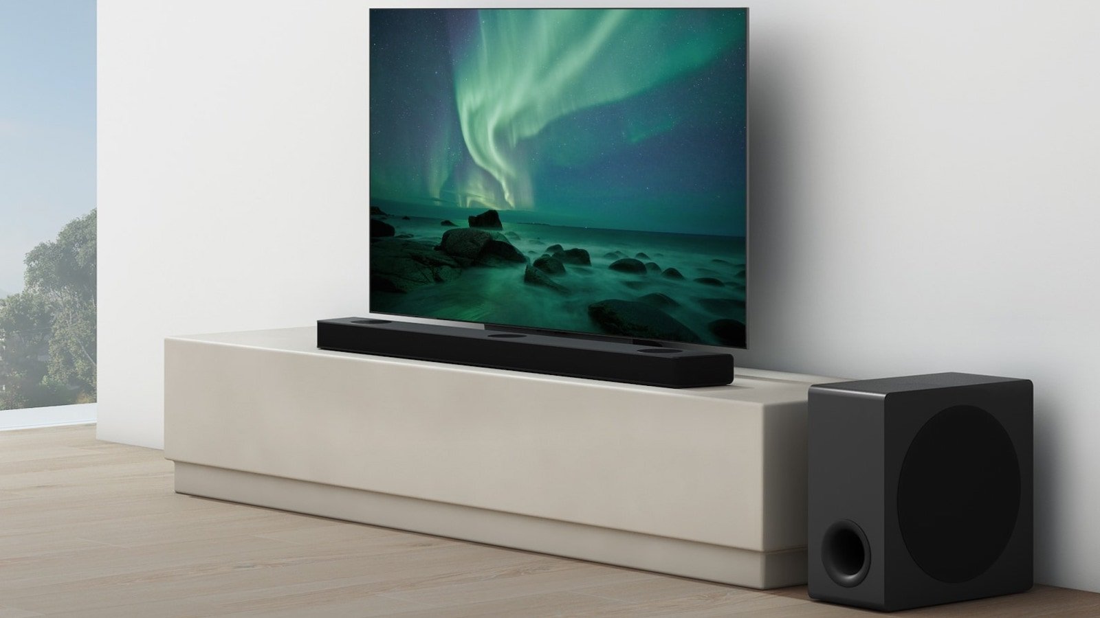 LG S95QR soundbar i vardagsrummet