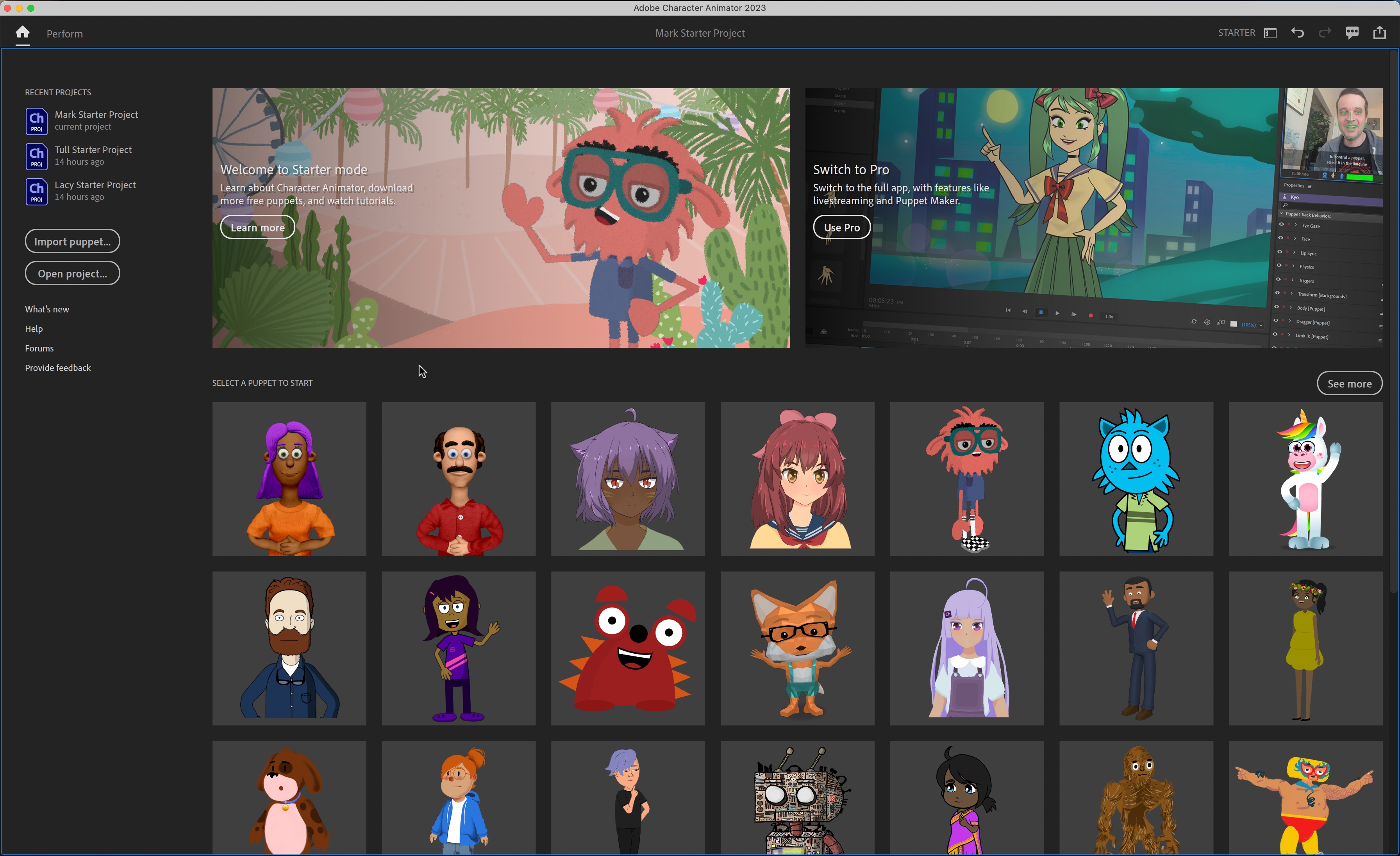 Adobe Character Animate-animeringsprogram i aktion