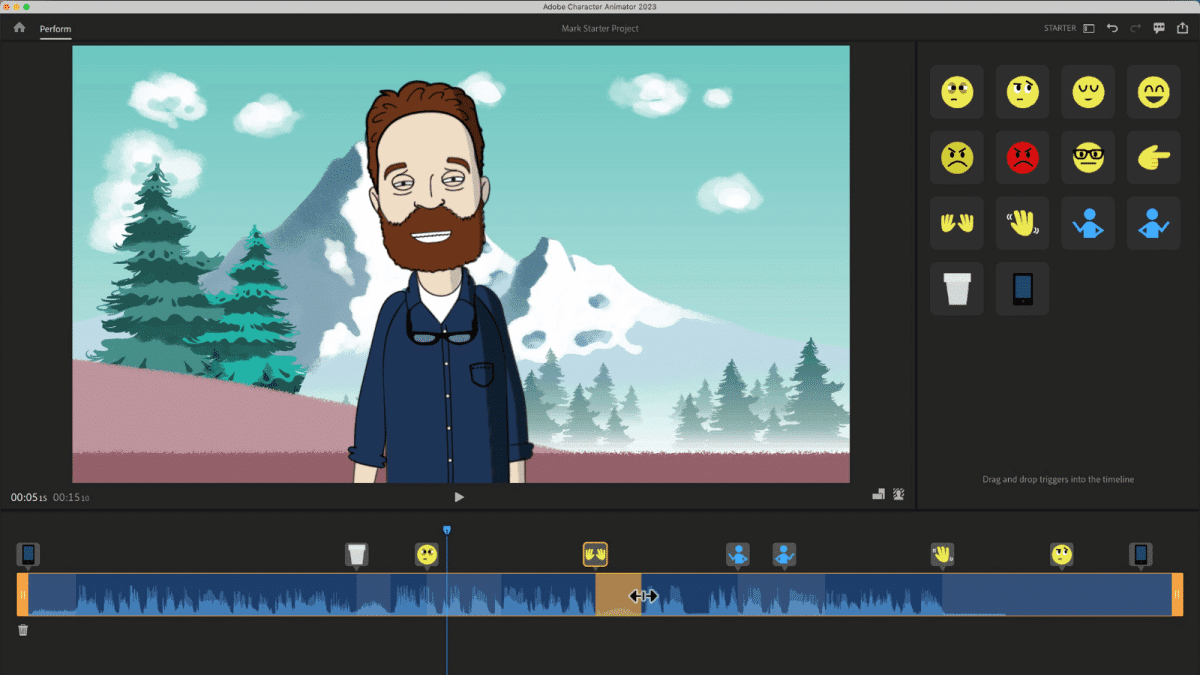 Revue du logiciel d'animation gratuit Adobe Character Animator Starter
