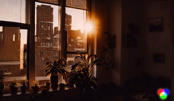 Słońce zagląda przez okno loftu w Nowym Jorku